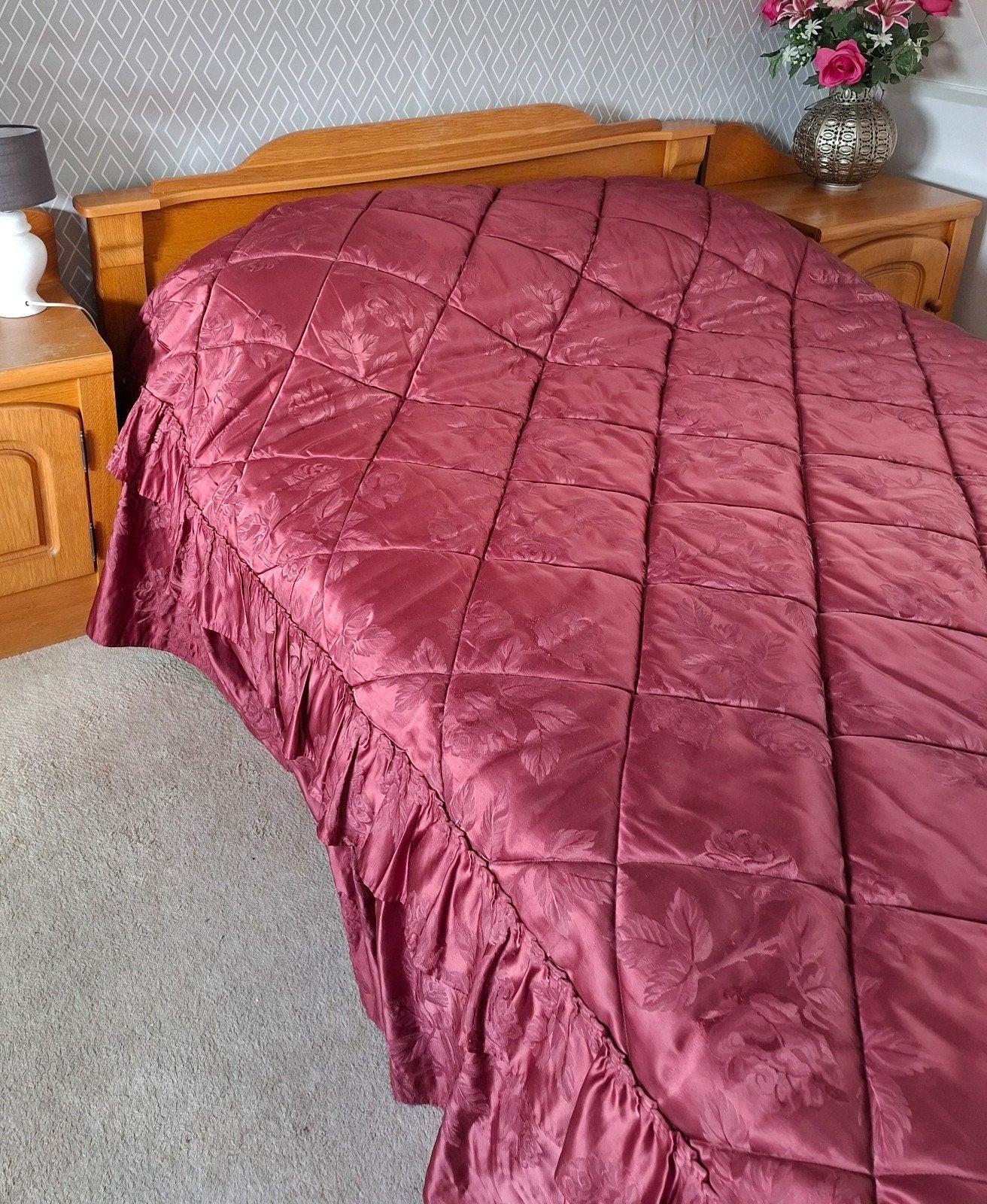 bordeaux rode sprei voor 2 peroonsbed., Huis en Inrichting, Rood, Gebruikt, Ophalen of Verzenden, Gevoerd