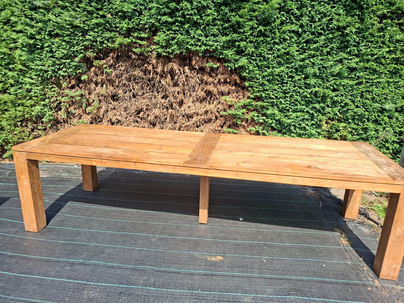 Robuuste Teakhouten eetkamertafel, altijd binnen gestaan, Ophalen, Rechthoekig, Teakhout