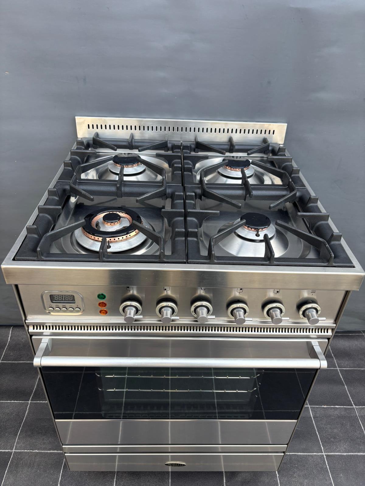 Boretti RVS 4-pits fornuis, Ophalen, 4 kookzones, Zo goed als nieuw, Energieklasse A of zuiniger