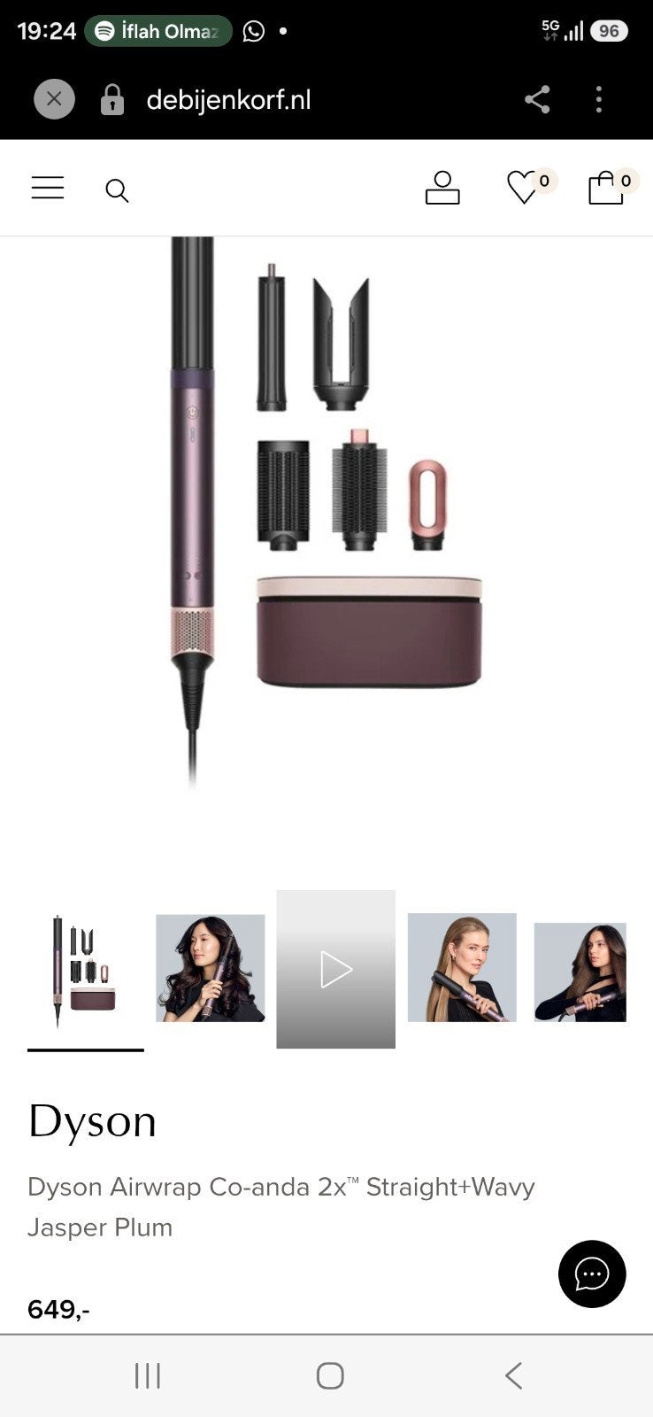 Dyson Airwrap Co-anda 2x Straight+Wavy Jasper Plum, Witgoed en Apparatuur, Ophalen of Verzenden, Zo goed als nieuw, Haarverzorging
