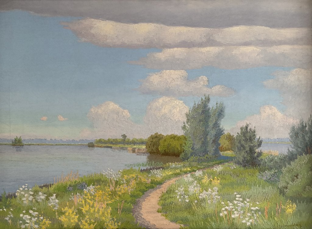 Dirk Smorenberg (1883-1960) - Gezicht op de Lambertszkade, Doek, Impressionistisch, Ophalen of Verzenden, Landschap