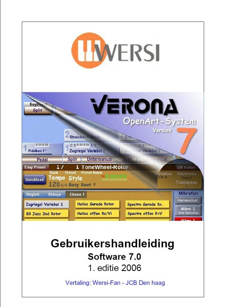 WERSI VERONA OAS Nederlandse Handleidingen, Gratis Download., Ophalen, Nieuw, 2 klavieren, Overige typen