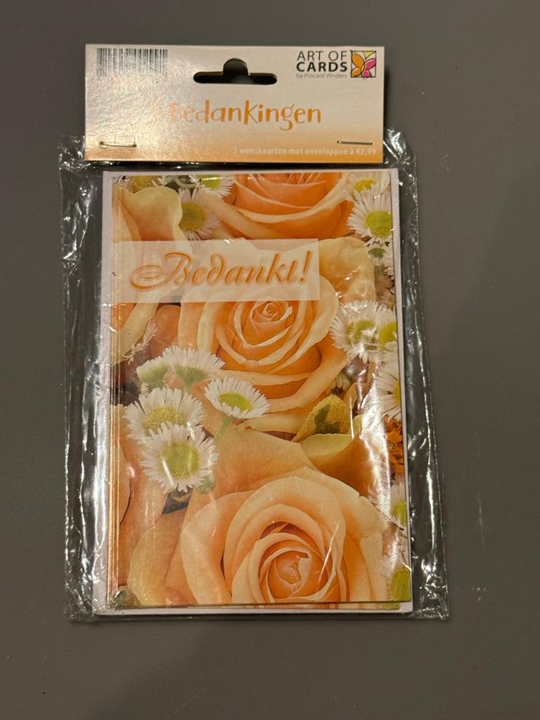 5 bedankkaarten met envelop. Nieuw, Ophalen of Verzenden, Nieuw