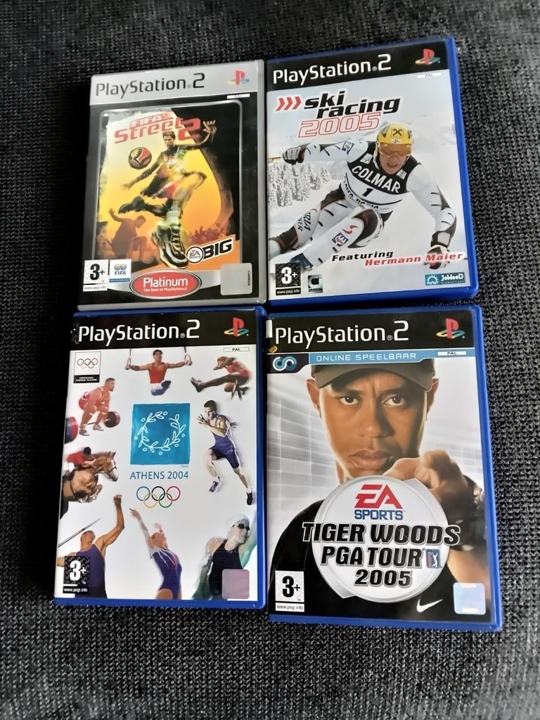 PS2 Games: FIFA Street 2, Ski Racing, Athens 2004, Tiger Woo, Ophalen of Verzenden, Zo goed als nieuw, Sport, 3 spelers of meer