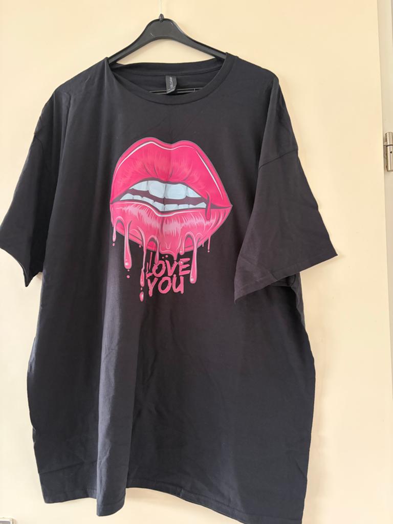 Nieuw Dames/Heren Shirt Maat XXL met Lippenprint, Kleding | Dames, T-shirts, Zwart, Maat 46/48 (XL) of groter, Nieuw, Ophalen of Verzenden