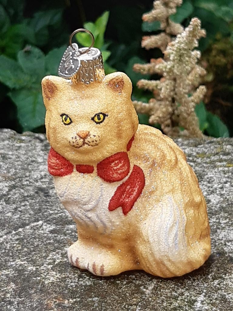 Kerstbal / ornament rode tabby kat Maine Coon Merck, Ophalen of Verzenden, Paard, Beeldje of Figuurtje
