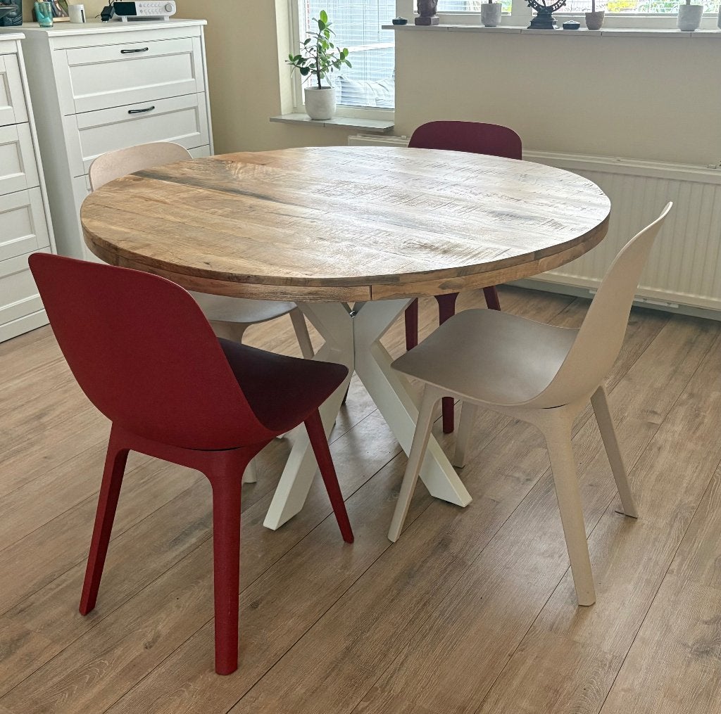 IKEA ODGER Eetkamerstoelen, set van 4, rood en beige, Huis en Inrichting, Stoelen, Duurzaam, Overige kleuren, Zo goed als nieuw