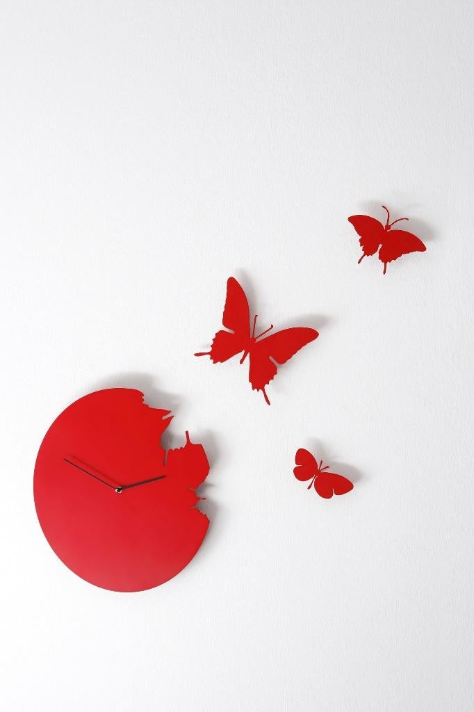Analoge klok Butterfly, Ophalen of Verzenden, Nieuw, Analoog, Wandklok