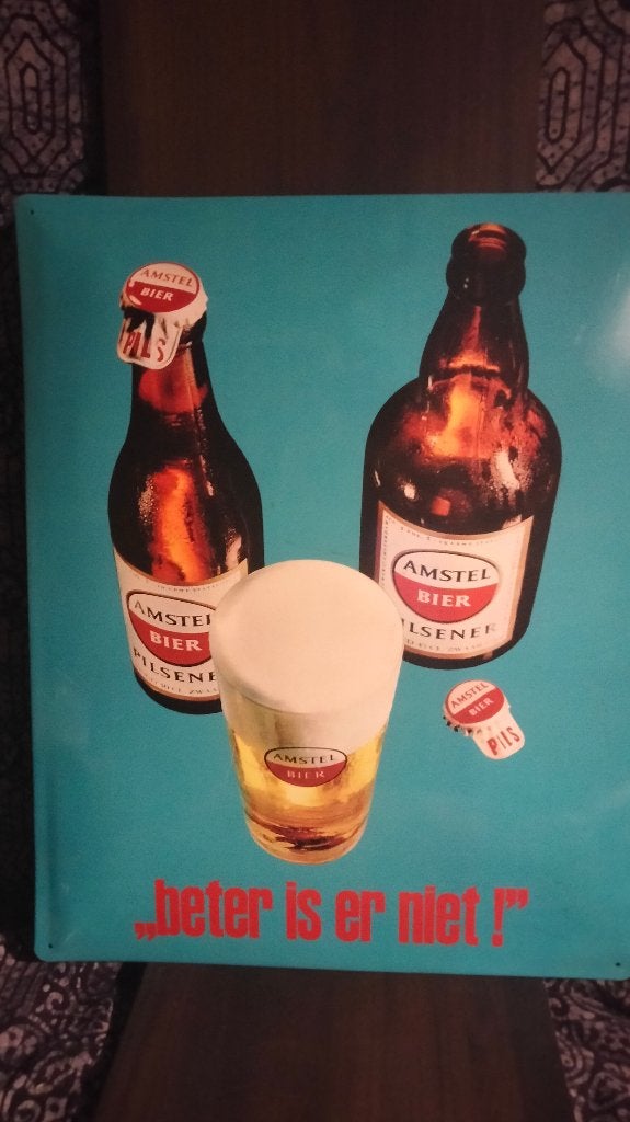 Amstel Schild/Bord groot 50 cm bij 40 cm, Ophalen of Verzenden, Reclamebord