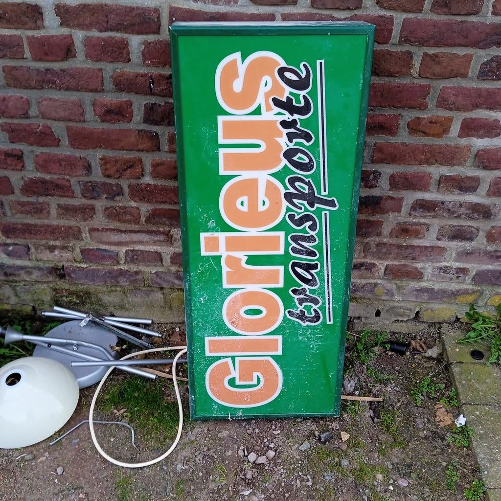 Vintage Reclame Lichtbak "Glorieus Transporte", Ophalen, Gebruikt, Lichtbak of (neon) lamp