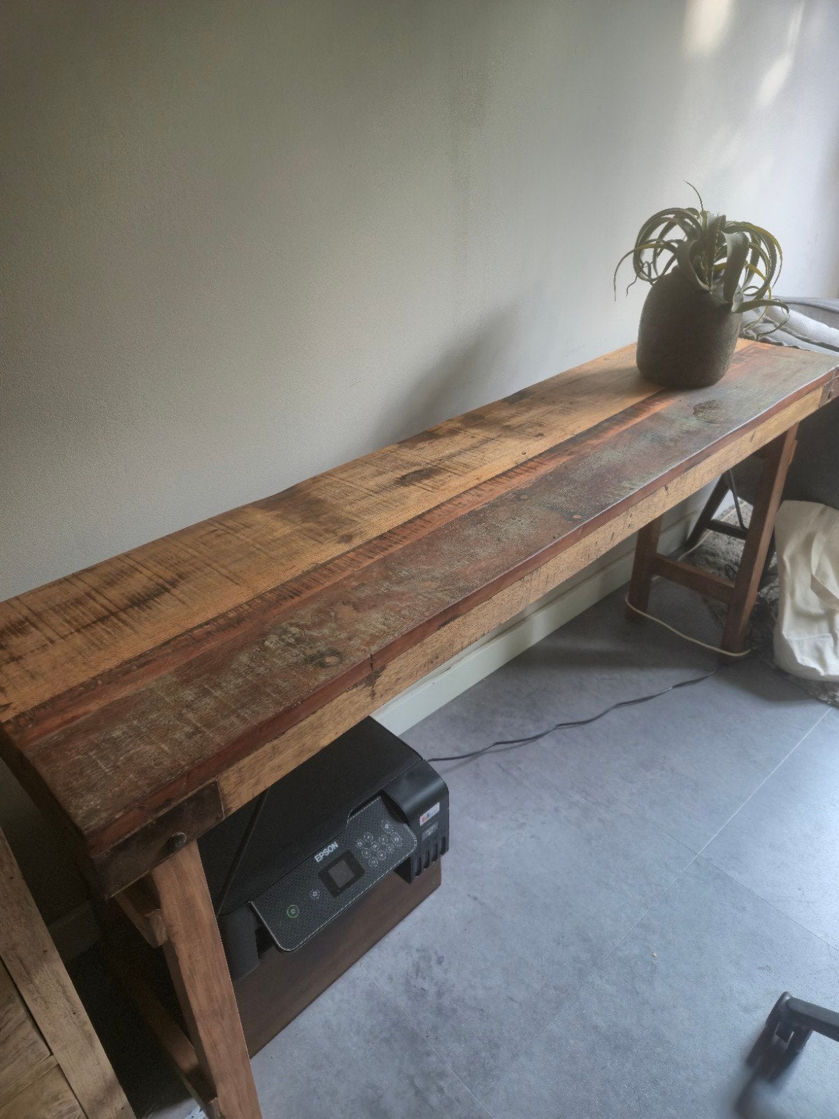 Robuust houten side table- Vintage stijl, Overige typen, Gebruikt, Hout, Ophalen of Verzenden