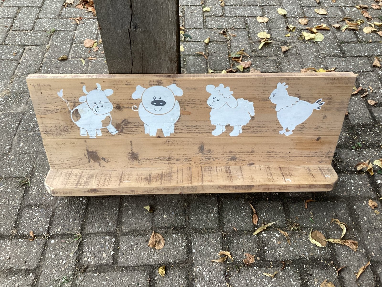 Houten wandplank met boerderijdieren decoratie, Huis en Inrichting, Woonaccessoires | Overige, Ophalen, Hout, Gebruikt, Landelijk
