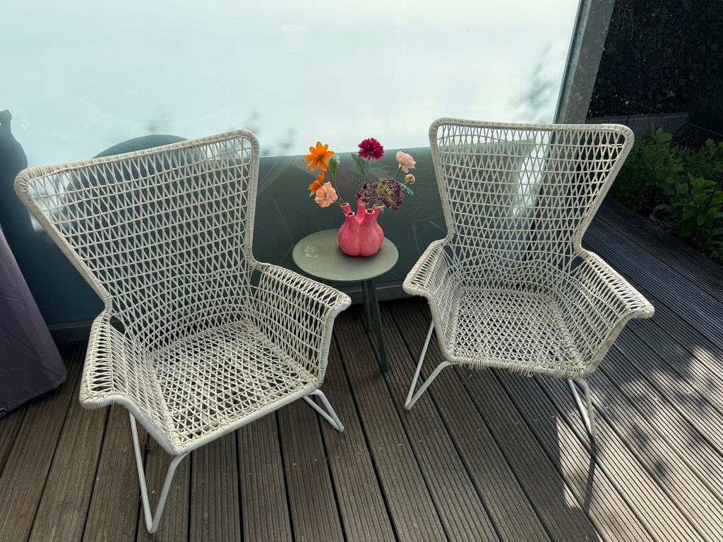 IKEA Högsten stoelen 2x Wit, Tuin en Terras, Tuinstoelen, Ophalen, Gebruikt, Wicker