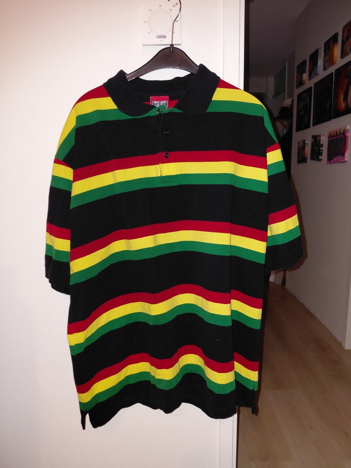 Rasta Polo Shirt XXXL - Zwart met Rood, Geel, Groen, Kleding | Heren, Onbekend, Meerkleurig, Overige maten, Ophalen of Verzenden