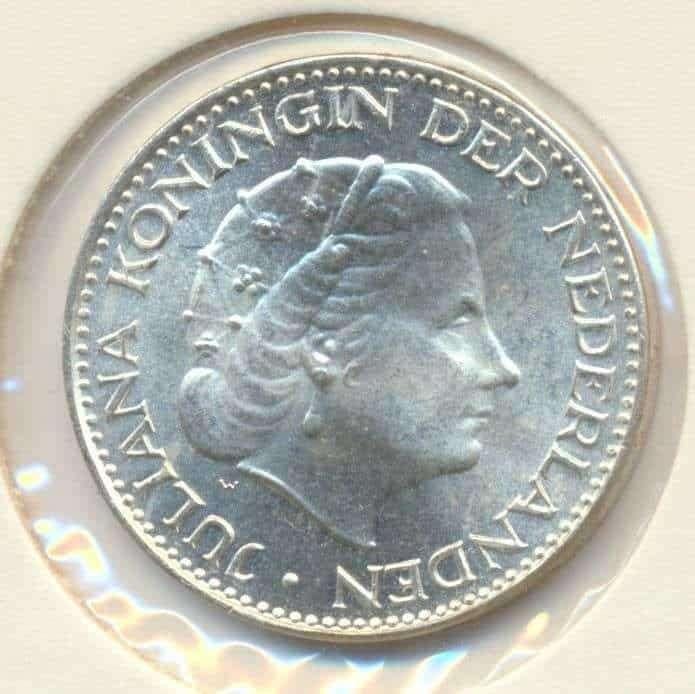 Nederland 1 Gulden 1954 Juliana zilver, Postzegels en Munten, Munten | Nederland, Losse munt, 1 gulden, Koningin Juliana, Zilver