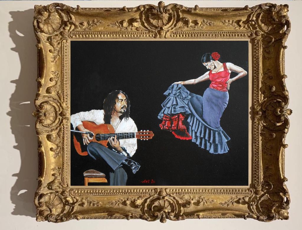 "Flamenco op het podium"  Schilderij, Verzenden