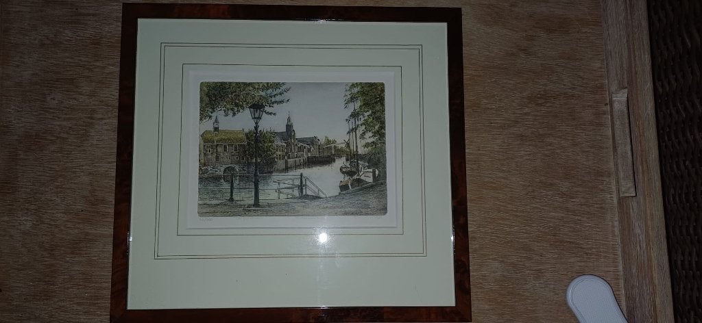 Kleurenets 'Delfshaven Rotterdam' - A. Wieringa (26/250), Antiek en Kunst, Ophalen of Verzenden, Gesigneerd