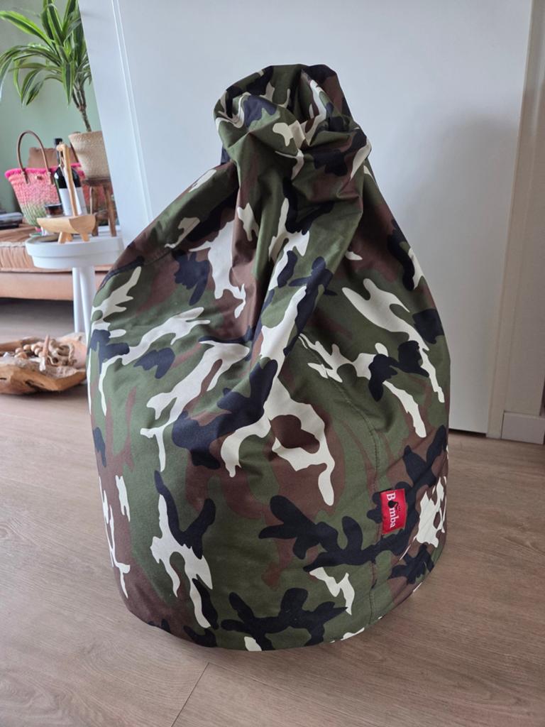 Zitzak camouflage/leger print - Bomba, Huis en Inrichting, Zitzakken, Ophalen, Zo goed als nieuw, Overige kleuren, Zitzak
