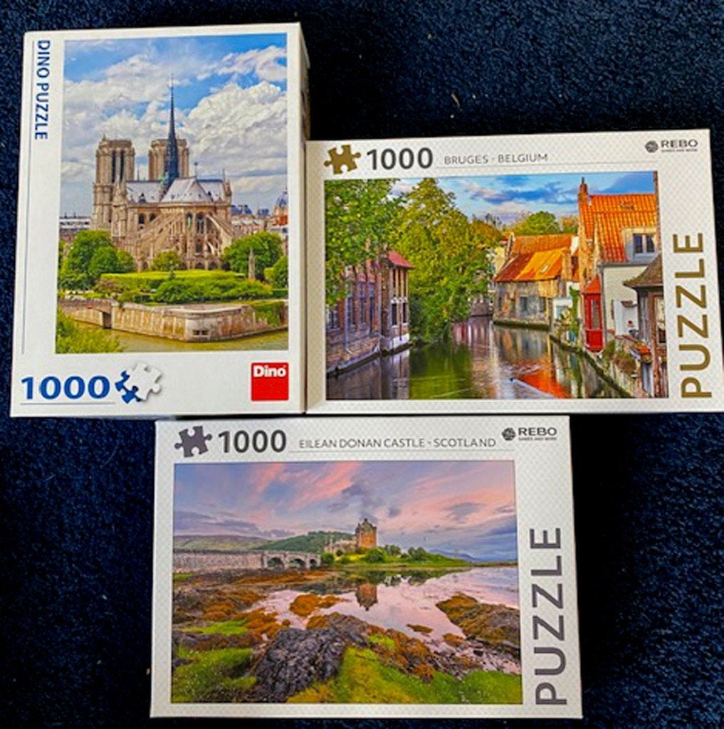 3 legpuzzels  2 Reno 1 Dino 1000 stukjes, Ophalen, 500 t/m 1500 stukjes, Zo goed als nieuw