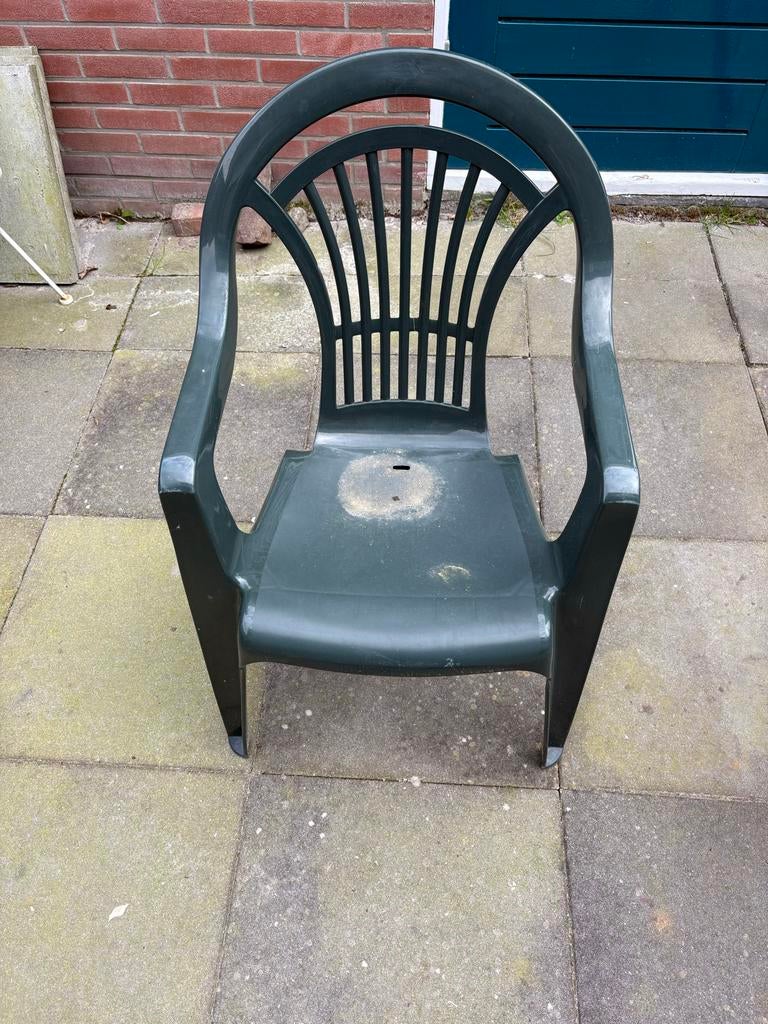 Donkergroene tuinstoel, Tuin en Terras, Tuinstoelen, Ophalen, Gebruikt, Kunststof