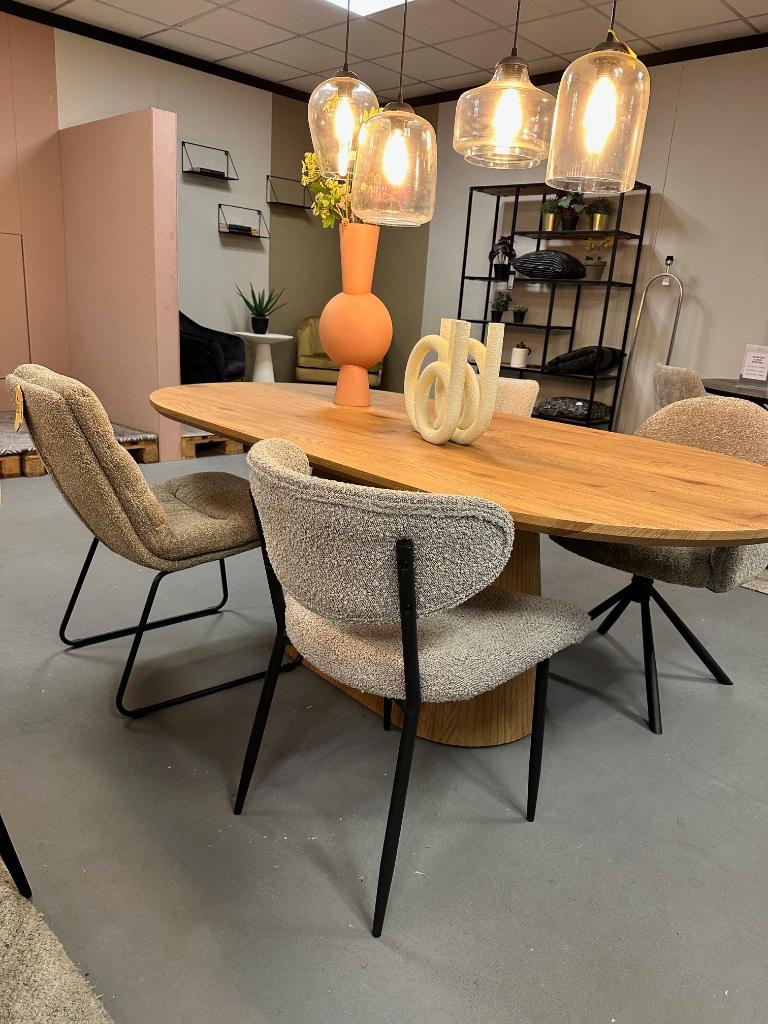 4x stoel beige - 4x stoel champagne stof - 4x eetkamerstoel, Ophalen, Bruin, Nieuw, Vier