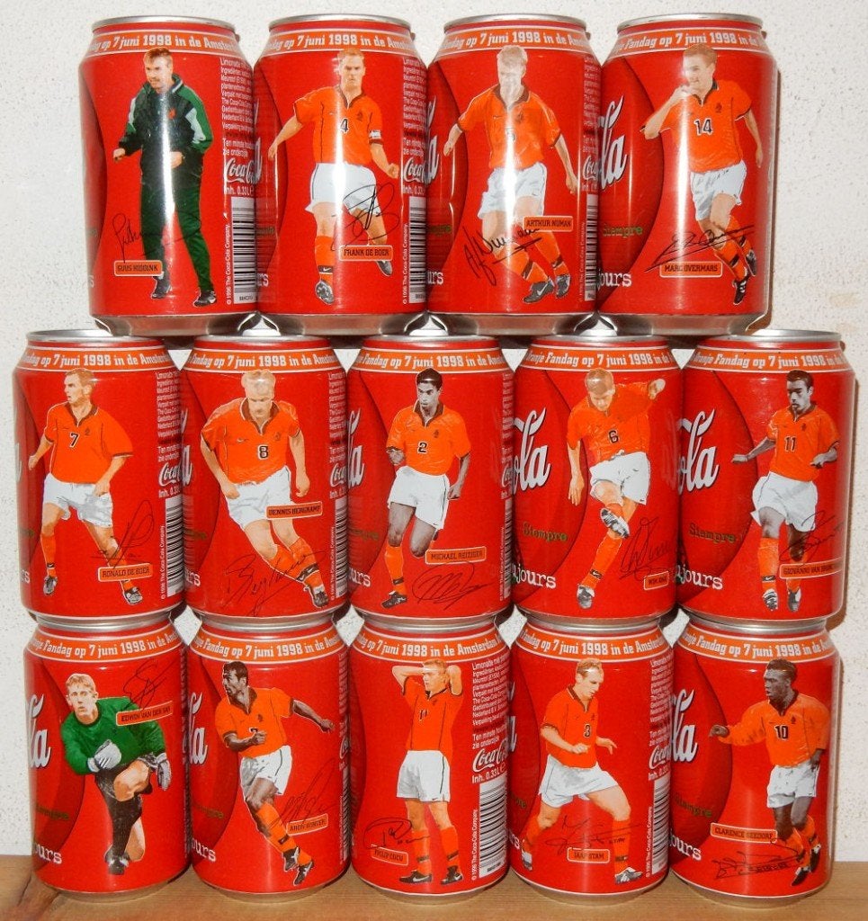 1998 COCA COLA 15 Blikjes NEDERLANDS Elftal Serie (33cl), Ophalen of Verzenden, Gebruiksvoorwerp