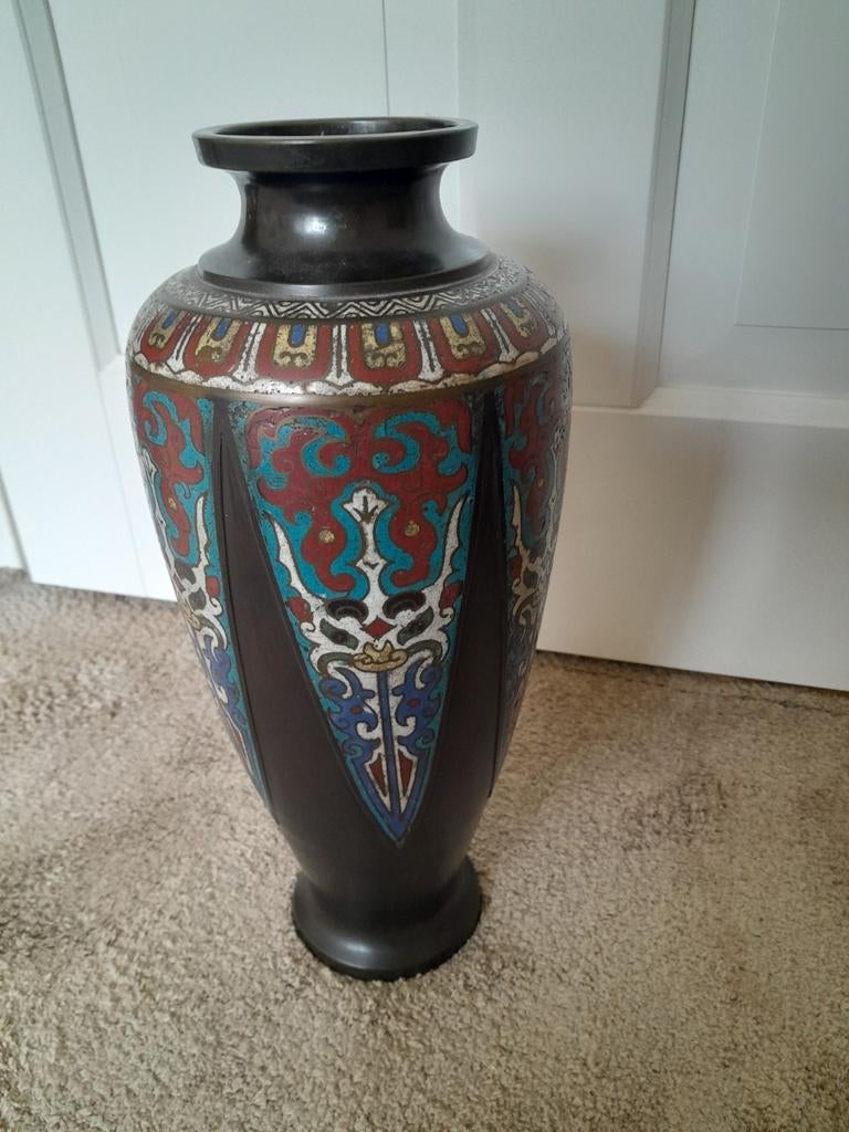 Japanse cloisonné vaas, 37 cm hoog, ca. 1890-1910, Ophalen of Verzenden