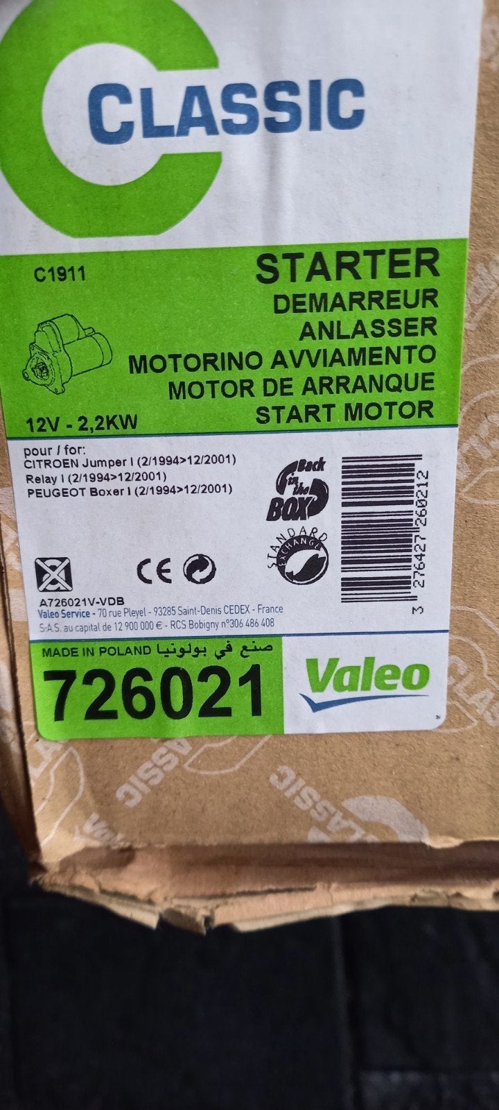 nieuwe startmotor citroen jumper peugeot boxer, Ophalen of Verzenden, Nieuw, Peugeot