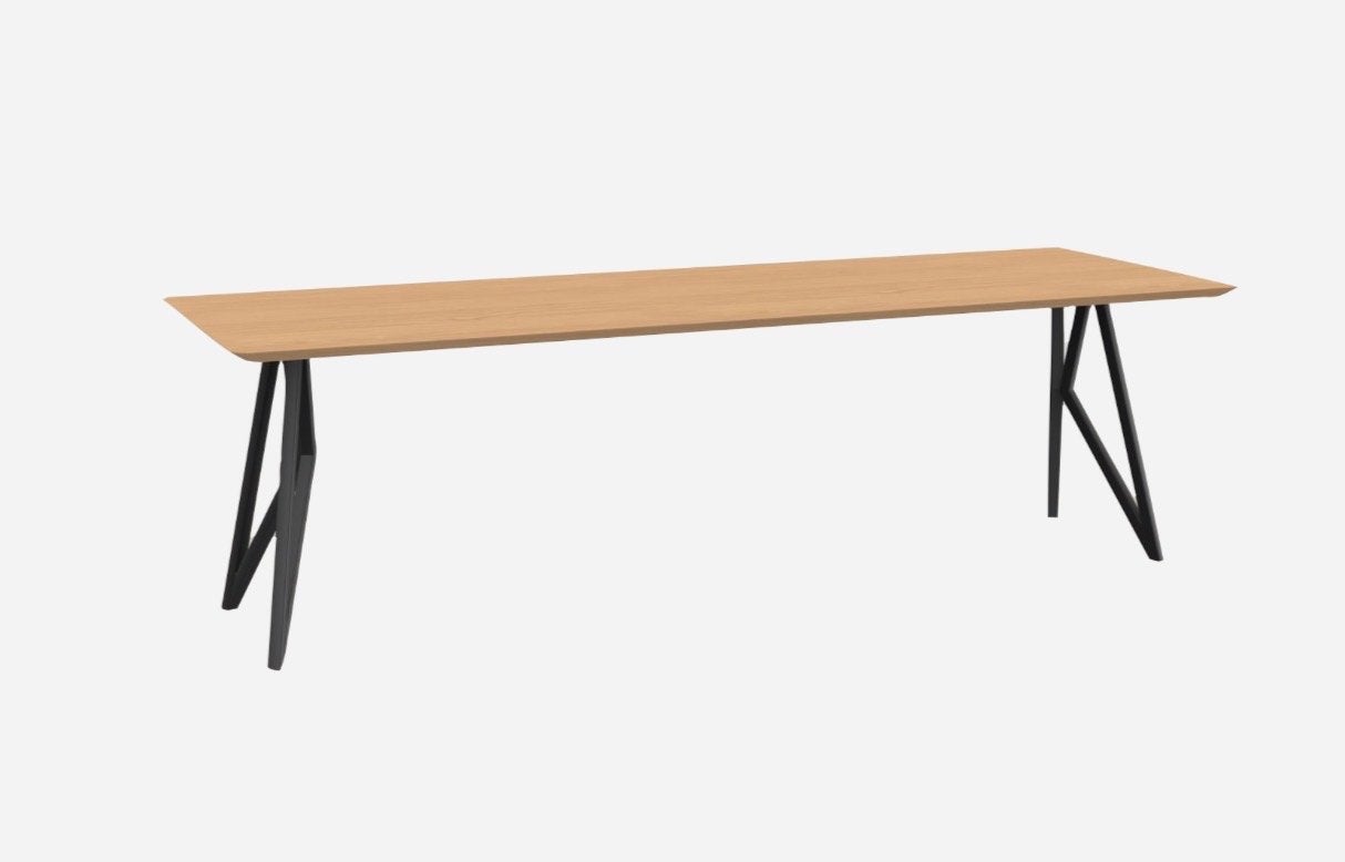 Studio Henk Butterfly eettafel eikenhout blad 220x90 hardwax, Ophalen, Eikenhout, 200 cm of meer, 50 tot 100 cm