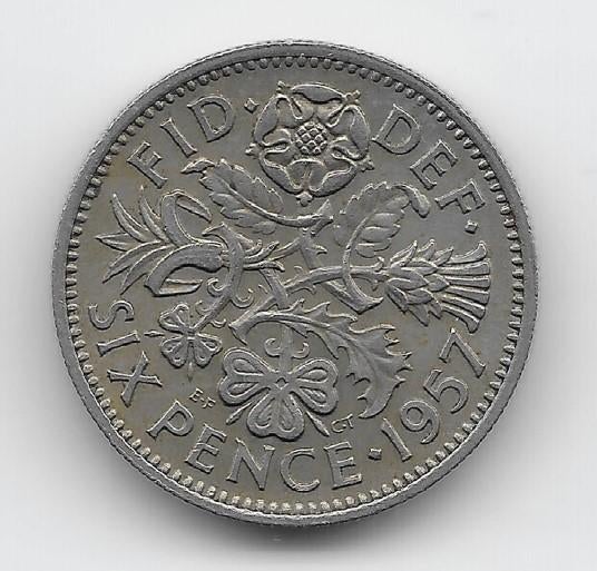 Verenigd Koninkrijk 6 pence 1957 KM# 903, Postzegels en Munten, Verzenden, Overige landen, Losse munt