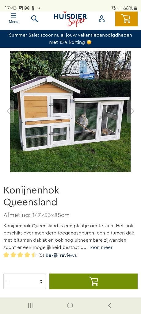 Konijnenhok buiten, Ophalen, 110 cm of meer, Zo goed als nieuw, 90 cm of meer
