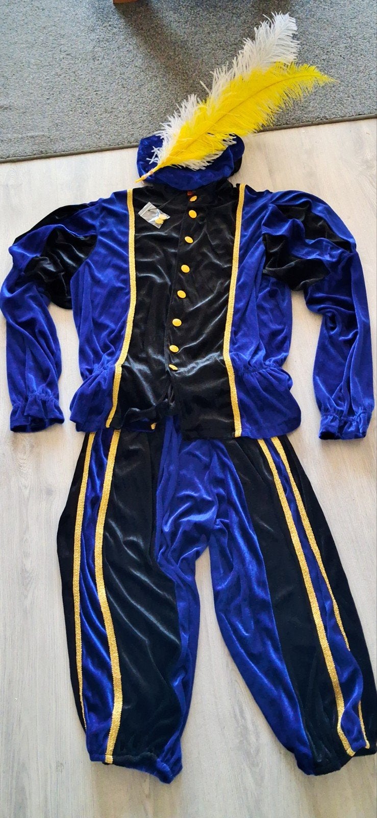 Pietenpak blauw/zwart fluweel met accessoires MAAT XXL., Diversen, Sinterklaas, Ophalen of Verzenden, Nieuw