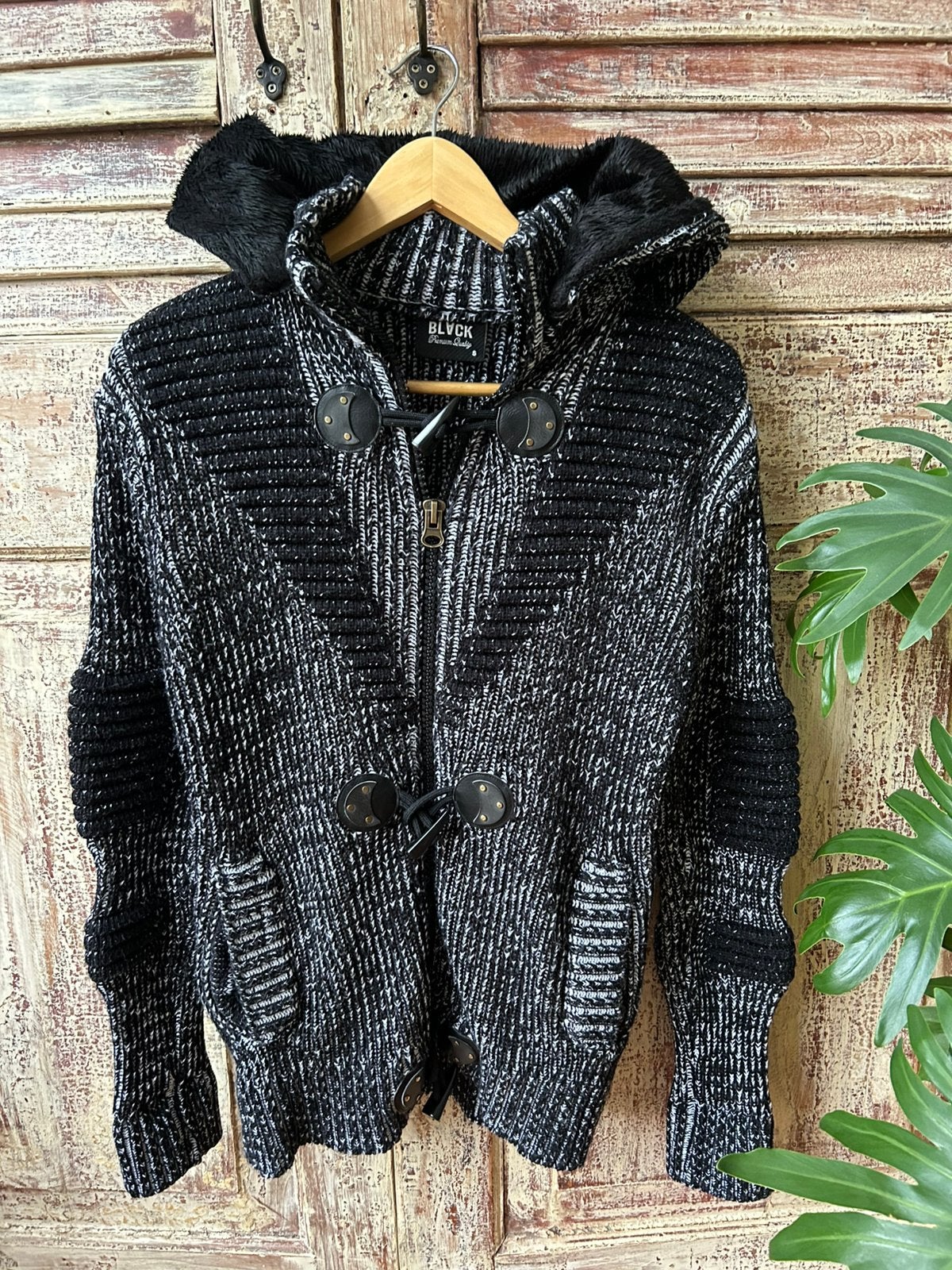 BLACK zwart wit gebreid hoodie vest maat S BLVCK, Ophalen of Verzenden, Zo goed als nieuw, Maat 36 (S), Zwart