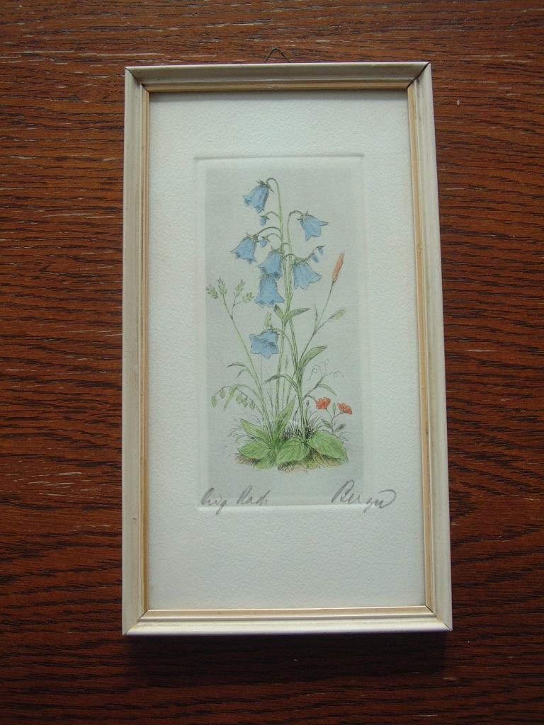 prachtige vintage ets gentiaan blauw klokje, Ophalen of Verzenden