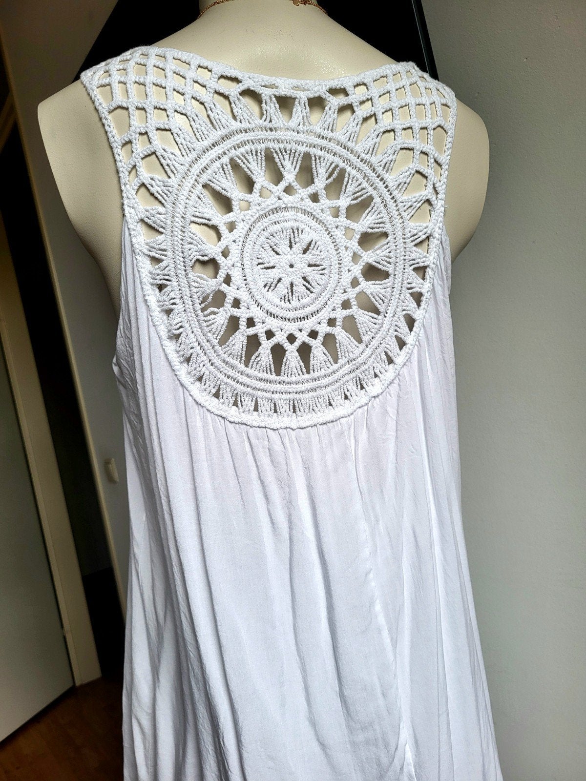 Witte Boho Zomerjurk "Italy Moda" met Gehaakte Rug NIEUW, Made in Italy, Wit, Nieuw, Ophalen of Verzenden