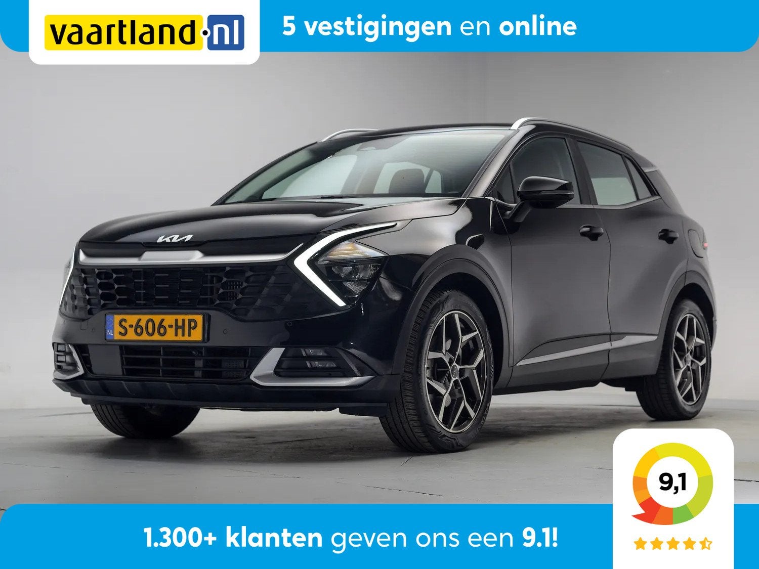 Kia Sportage 1.6 T-GDi Hybrid DynamicLine Aut. [ Adapt.cruis, Auto's, Gebruikt, 4 cilinders, 1650 kg, Zwart