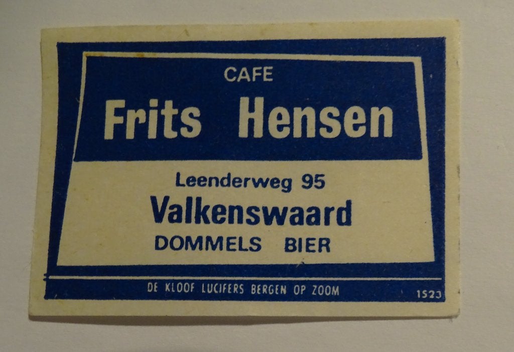 Café    FRITS HENSEN   DOMMELS BIER   VALKENSWAARD, Ophalen of Verzenden, Luciferdoosjes of -merken