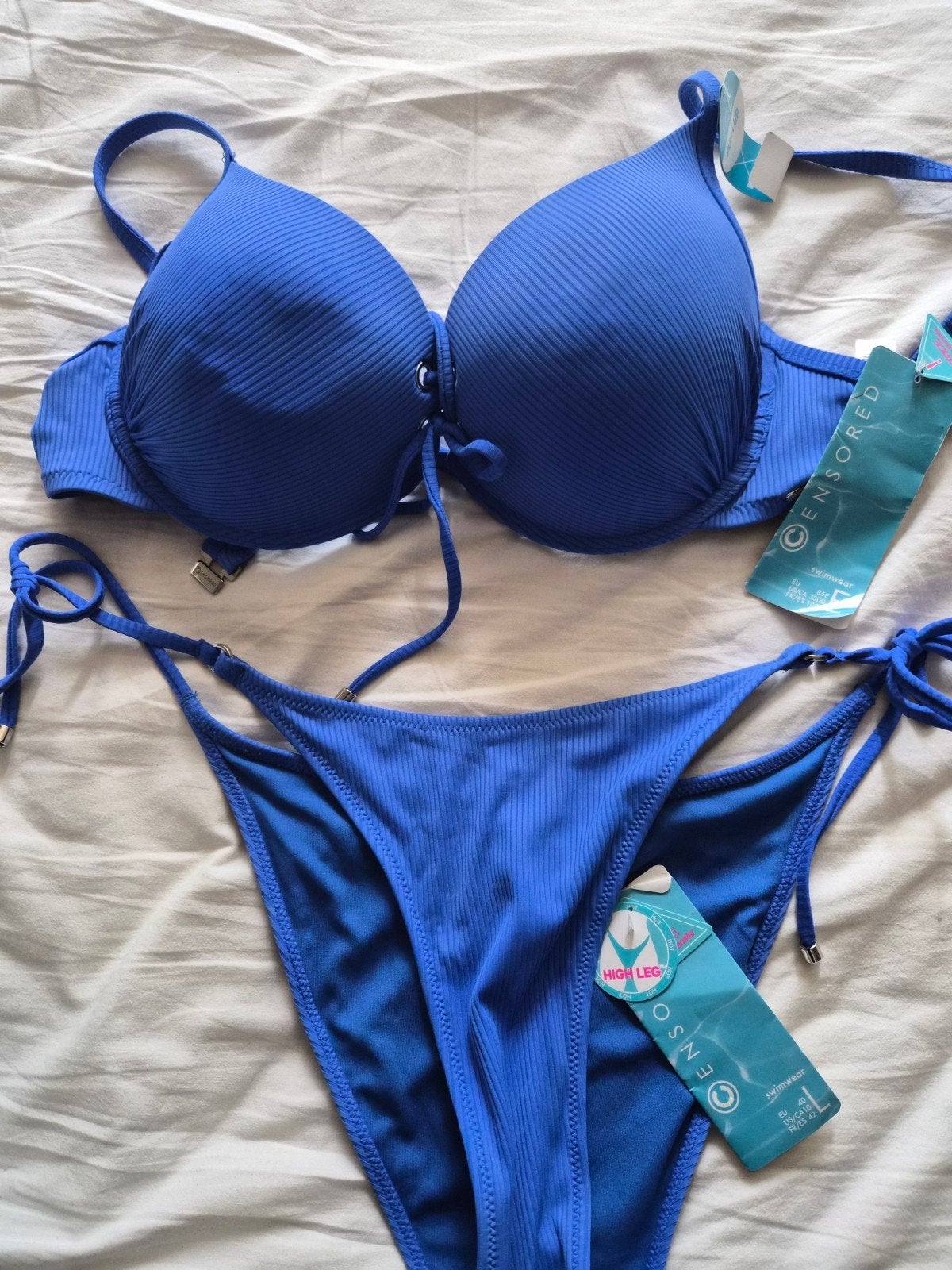 Nieuwe C&A Bikini Set - Push-up Top & High Leg Broekje, Blauw, Nieuw, Ophalen of Verzenden, Bikini