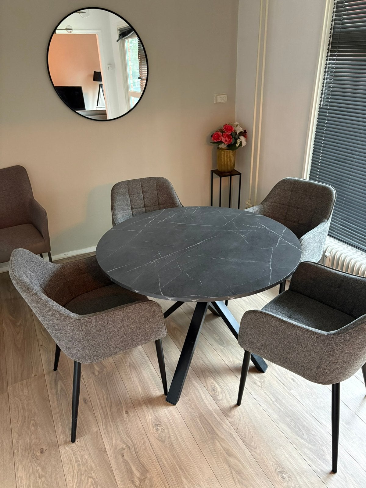 Eettafel met stoelen, Huis en Inrichting, Tafels | Eettafels, Ophalen, Zo goed als nieuw, Rechthoekig, 50 tot 100 cm
