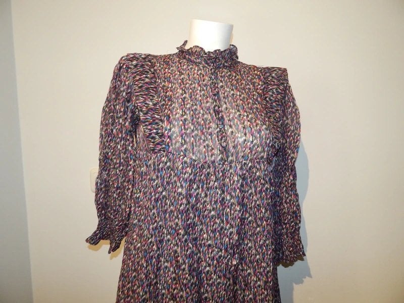 BA&SH jurkje tuniek kleurrijk knoopjes lijfje roesel kraag1S, Kleding | Dames, Jurken, Zo goed als nieuw, Ba&sh, Maat 36 (S), Boven de knie