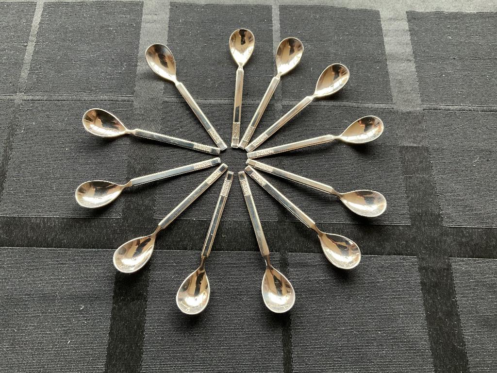 12 Advocaat/amuse lepeltjes van Sola Elite, Huis en Inrichting, Keuken | Bestek, Ophalen of Verzenden, Zo goed als nieuw, Rvs of Chroom
