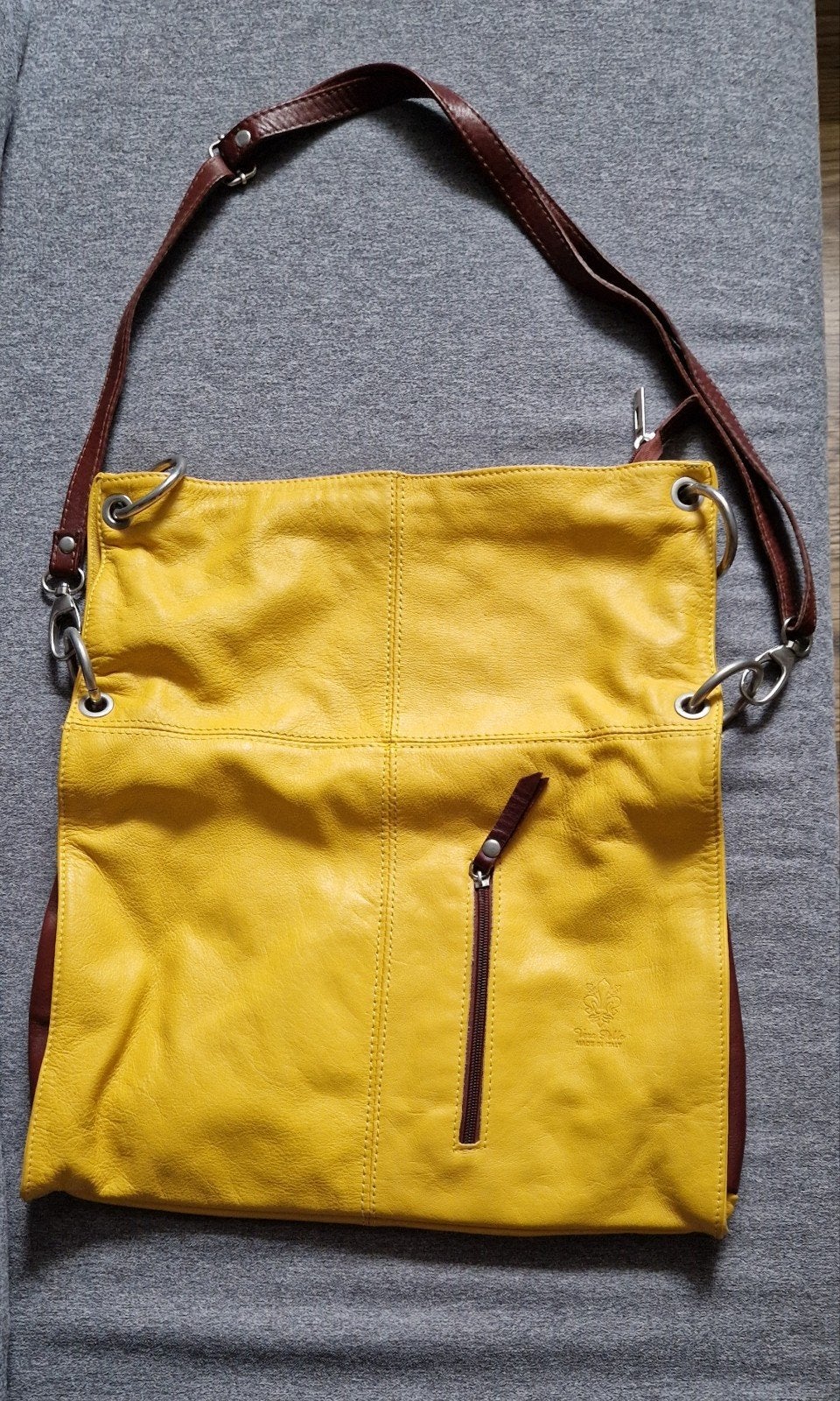 Luxe Italiaanse leren tas - Nieuw, 2 draagopties, Sieraden, Tassen en Uiterlijk, Ophalen of Verzenden, Nieuw, Geel