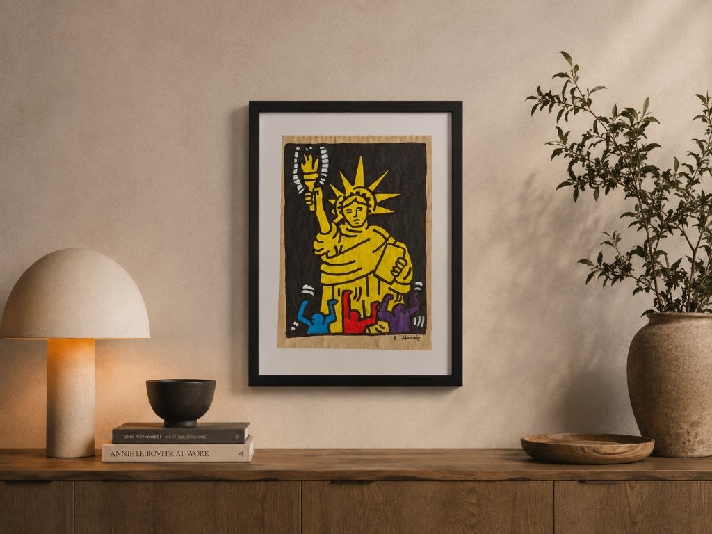 Keith Haring & julia gruen tekening op papier.Handgesigneerd, Antiek en Kunst, Kunst | Litho's en Zeefdrukken, Ophalen of Verzenden