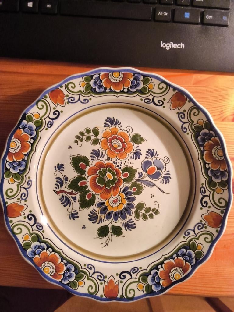 Delfts Blauw Wandbord - Bloemmotief - Handwerk, Ophalen of Verzenden