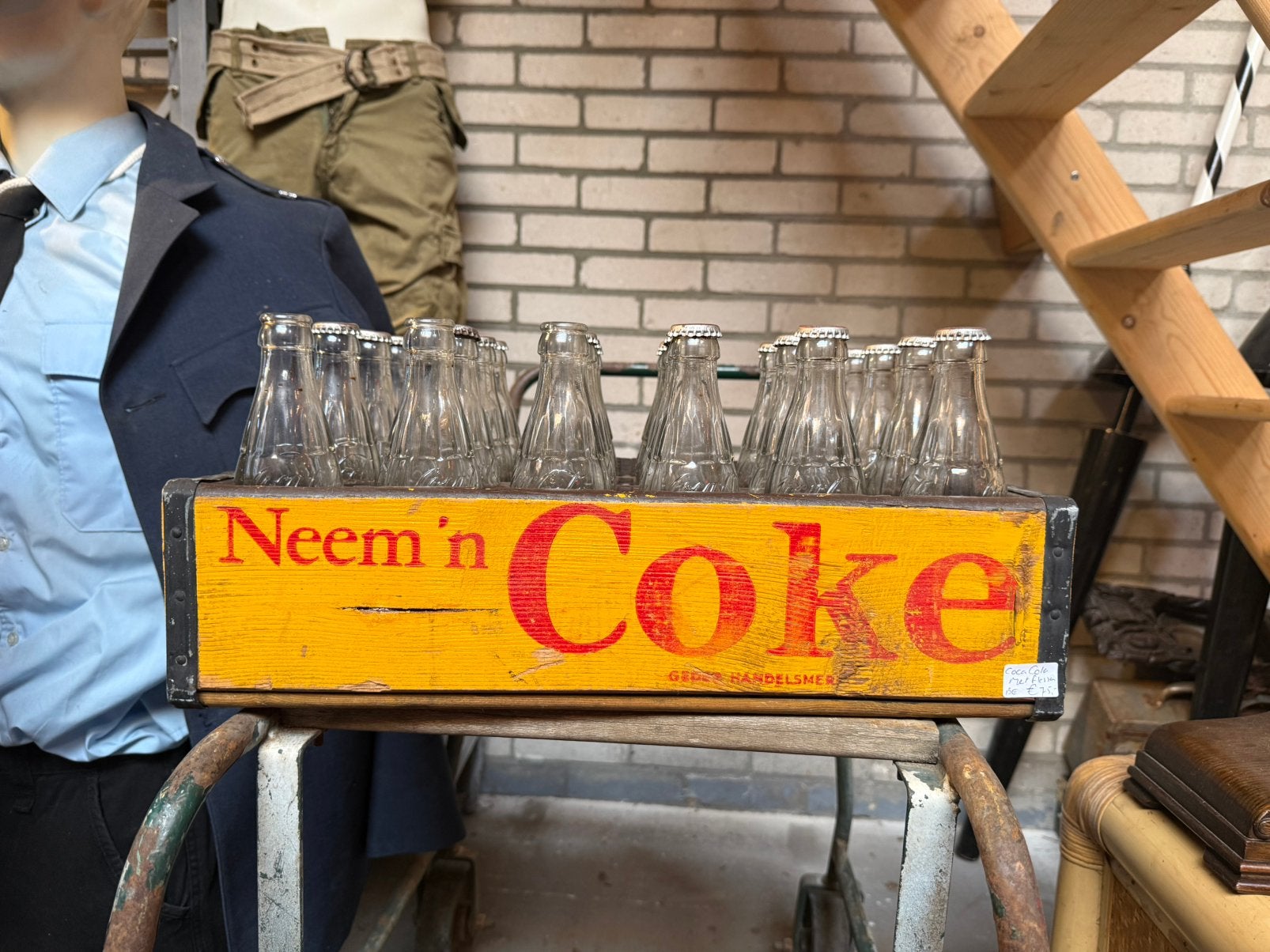 Vintage Coca-Cola krat met flessen, Ophalen of Verzenden