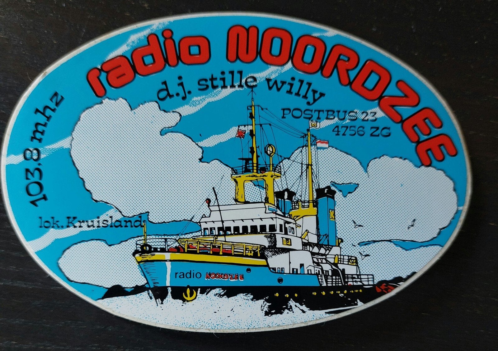 Sticker Radio Noordzee Kruisland zendamateur piratenzender, Verzamelen, Ophalen of Verzenden, Gebruikt