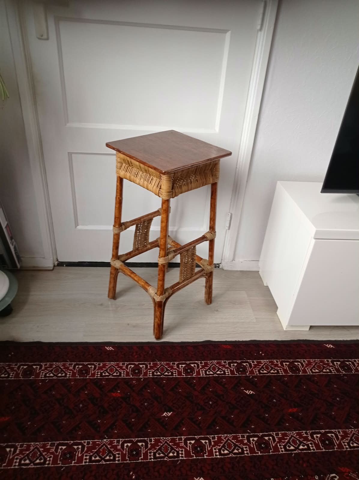 vintage plantentafel met een vierkant houten blad, Ophalen of Verzenden