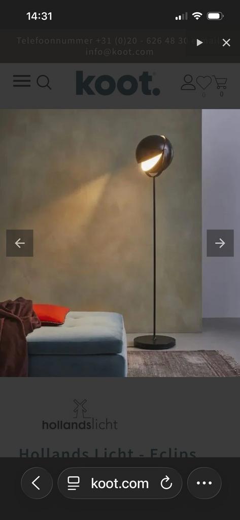 Hollands licht staande vloerlamp eclips, Ophalen of Verzenden, Zo goed als nieuw, 150 tot 200 cm