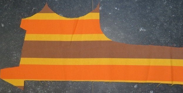 Vintage lapje stof oranje bruin gestreept canvas NIEUW 2, Nieuw, Oranje, Ophalen of Verzenden, 30 tot 120 cm