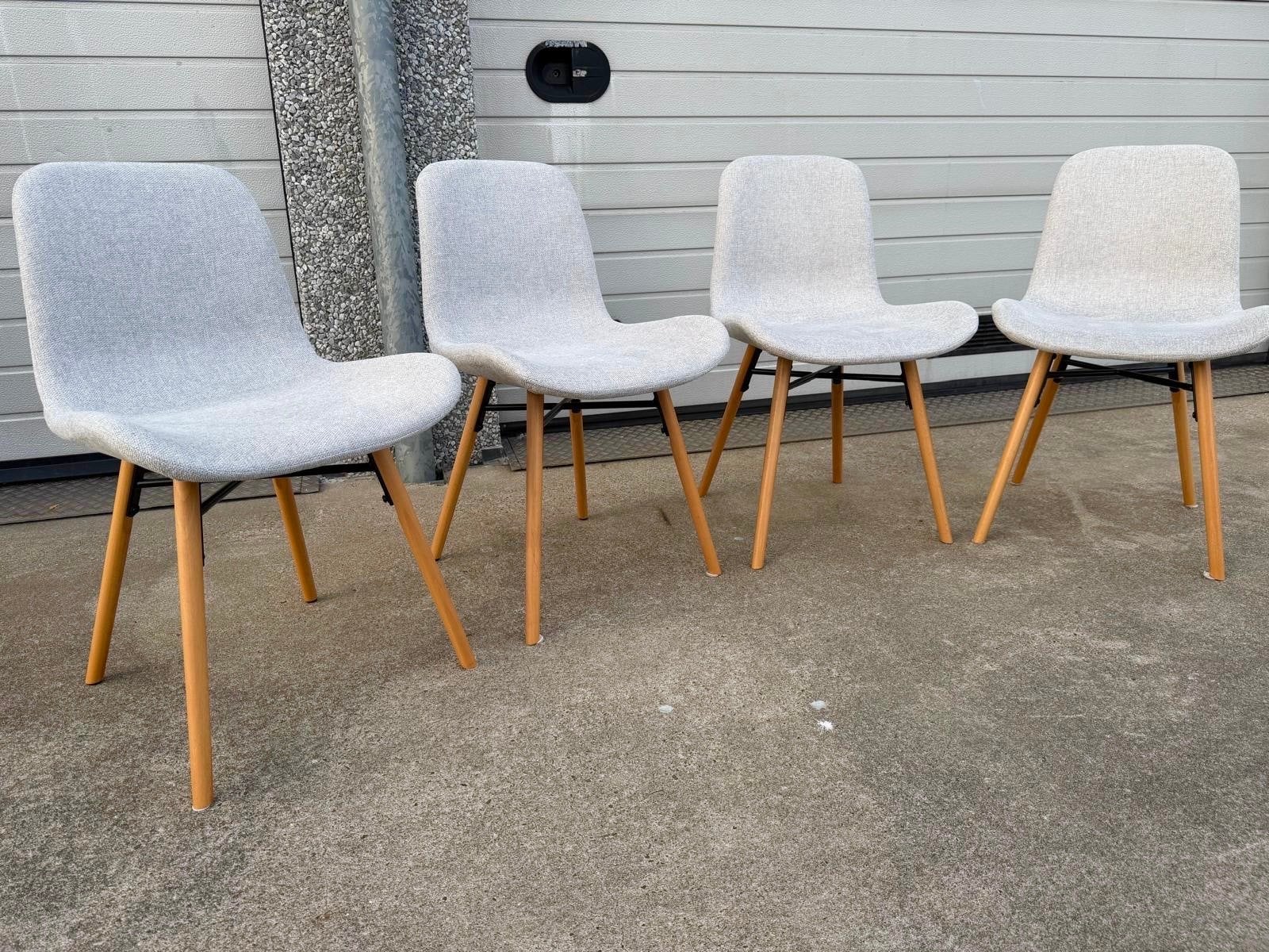 Set van 4 Nieuwe Stoffen Eetkamerstoelen - Grijs, Ophalen, Nieuw, Vier, Grijs